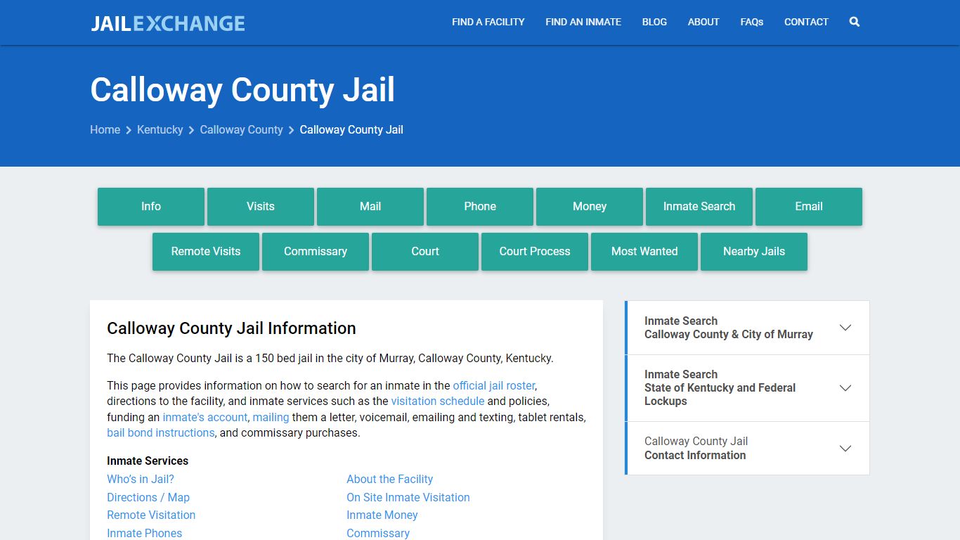 Calloway County Jail, KY Inmate Search, Information